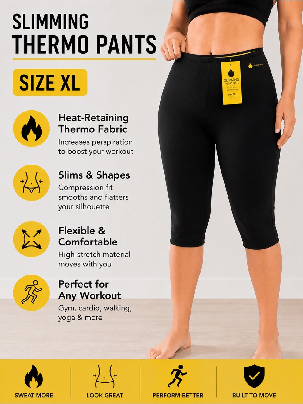 Thermowear Slimming Thermo Pants XL Women Neoprene Sweat Leggings Sauna Fit Blk.